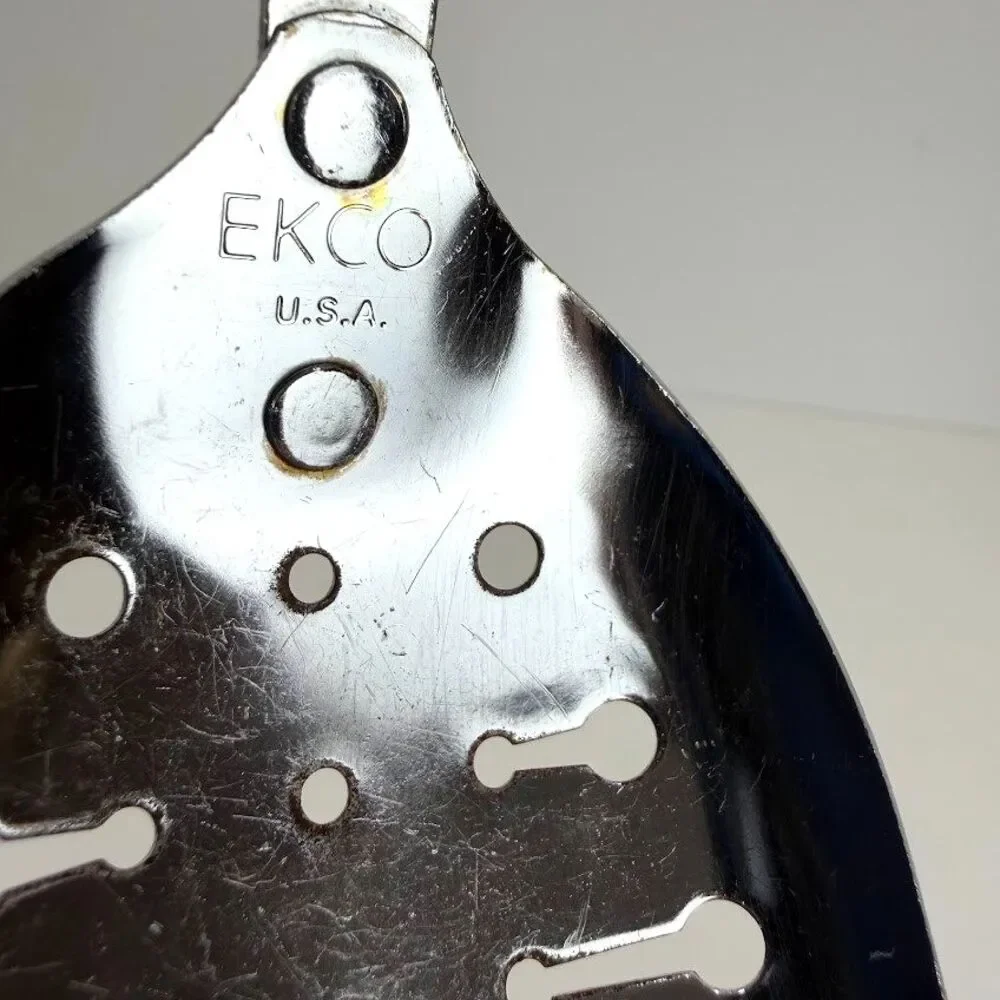 Vintage EKCO Slotted Spoon with Almond Handle, 12 Inches